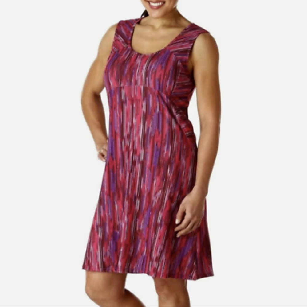 PrAna Womens M Azalea Rainblur Alec Midi Dress Athleisure Comfy Built In Bra